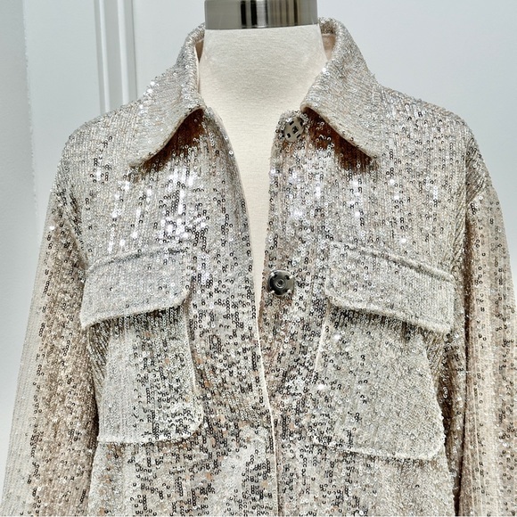 BB DAKOTA Shimmer Sequin Shirt Jacket - Picture 4 of 14